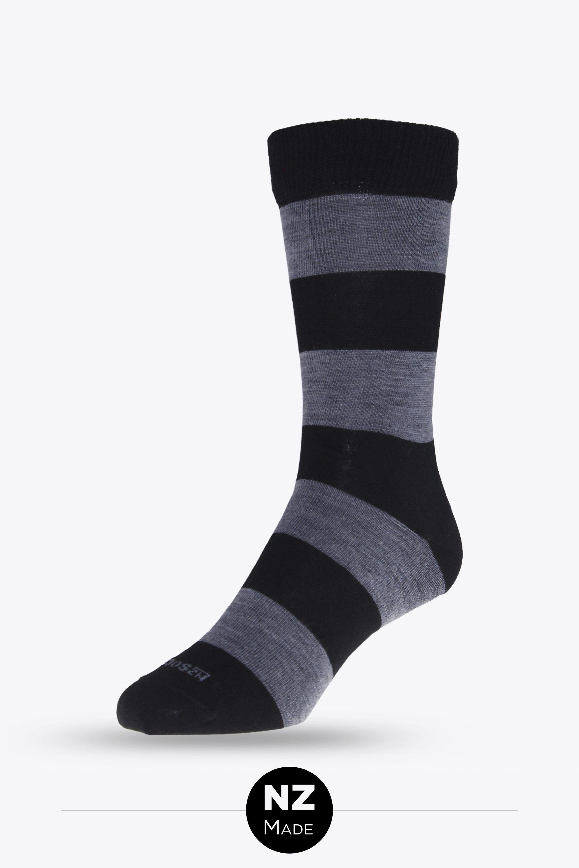 Wide Stripe Dress Sock - mid grey